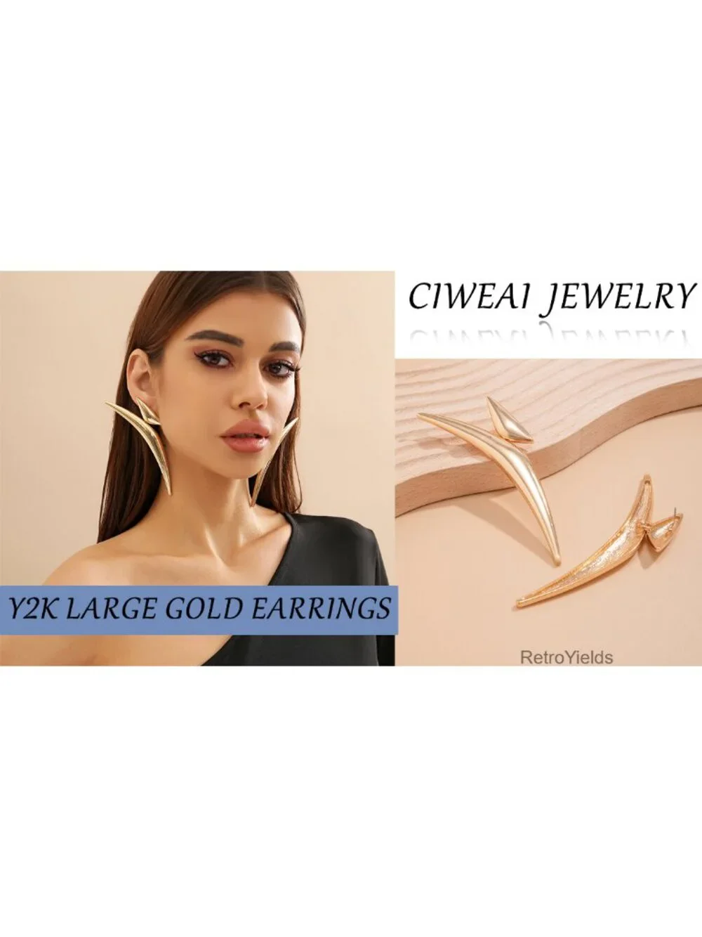 Y2K Punk Gold or Silver Oversized Geometric Dangle Earrings